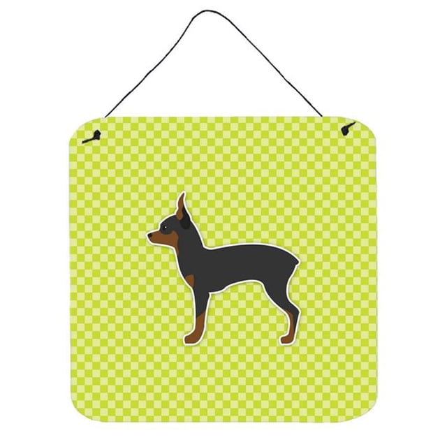 Toy Fox Terrier Checkerboard Green Wall or Door Hanging Prints
