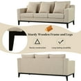thumbnail image 4 of FFH 3-Seater Fabric Lounge Sofa with 3 Pillows & Deep Seat, Modern Comfy Upholstered Couch with Wood Legs, 80.5"*34"*34", 4 of 8