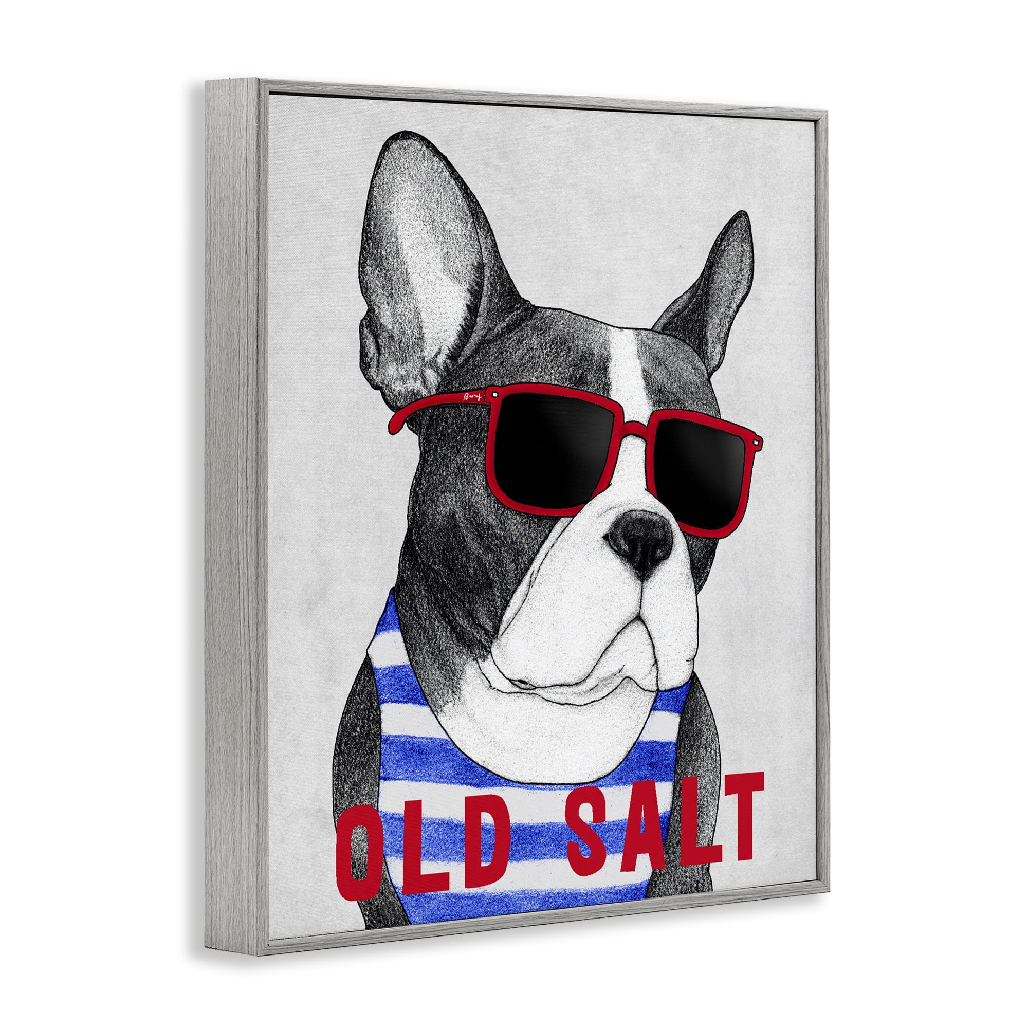 Stupell Industries Old Salt Summer Frenchie Gray Framed Giclee Art, design by Barruff