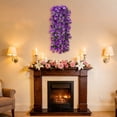 thumbnail image 6 of Artificial Hanging Flowers for Outdoors, UV Resistant Morning Glory Flowers with Eucalyptus Leaves Realistic Faux Plants for Home Patio Porch Garden Decor A Purple, 6 of 7