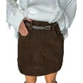 thumbnail image 3 of Womens Corduroy Mini Skirt High Waisted Basic Casual A-Line Short Fall Winter Skirts Dark Brown S, 3 of 7