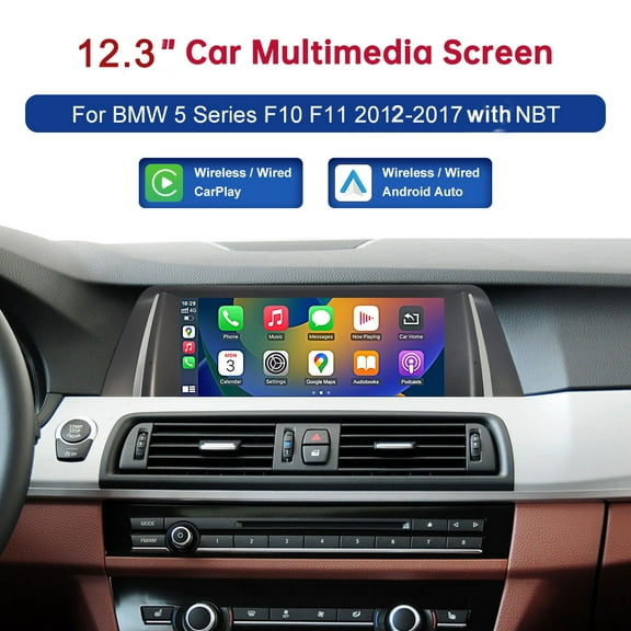 Road Top 12.3 Inch Car Stereo for BMW 5 Series F10 F11 with NBT System Wireless Touch Screen Apple Carplay and Android Auto Car Audio Receiver with Mirror Link/GPS Navigation/Bluetooth