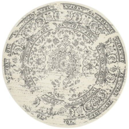 SAFAVIEH Adirondack Zoey Traditional Faded Area Rug  Ivory/Silver  4  x 4  Round