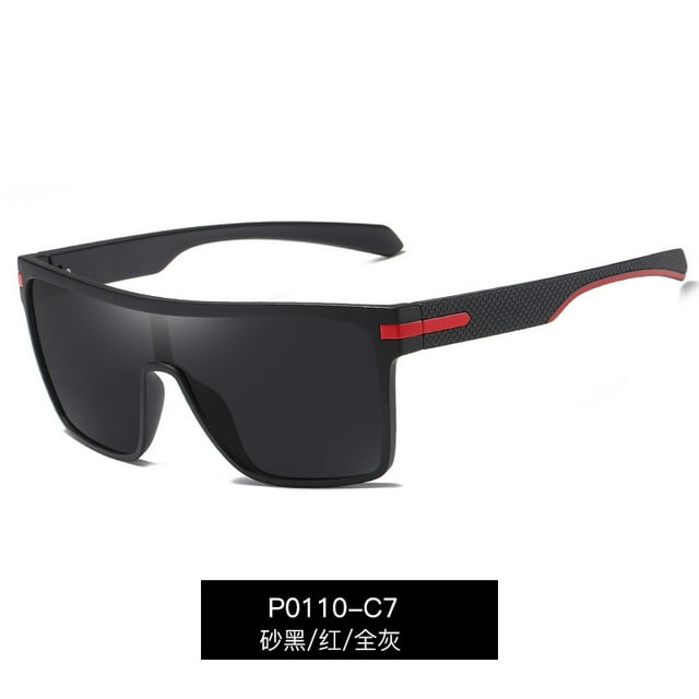 P0110 Personalized Siamese Large Frame Sunglasses Men‘s Trendy Driving Polarized Sunglasses