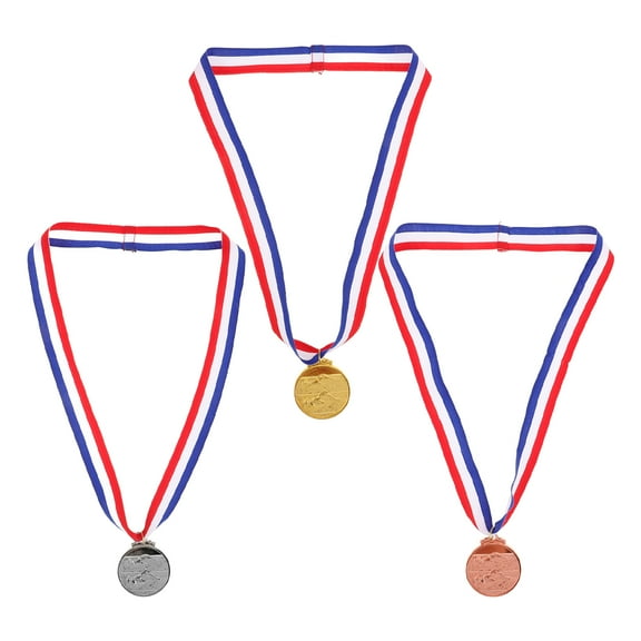 Metal Award Medals with Shiny Finish for Decoration Gold Silver Bronze 3pcs Versatile Use for