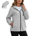 thumbnail image 3 of Vmvidoty Women's Solid Color Long Sleeve Hooded Jacket Water-Repellent Windproof With Pockets And Zipper Closure Casual Everyday Wear Gray L, 3 of 9
