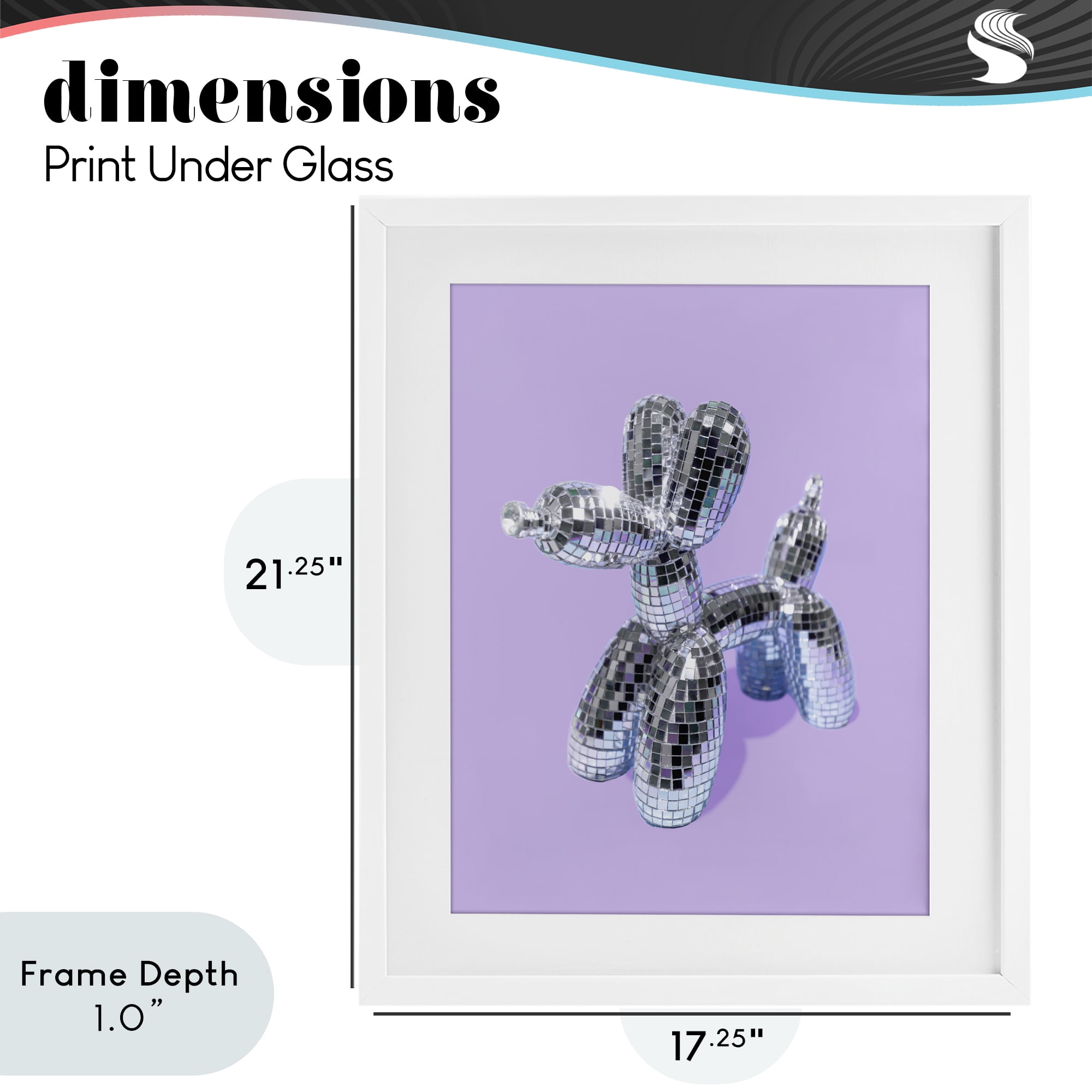 Stupell Industries Disco Balloon Animal on Lilac White Framed Print Under Glass, design by LISH Creative