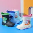 thumbnail image 4 of XIMIN Kids Rain Boots Easy-On Rubber Boots Boys Girls Cute Cartoon Dinosaur Waterproof Anti-Slip Color Block Playing Rainboots Rainy Outdoor Shoes, 4 of 4