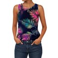 thumbnail image 6 of Ankishi Hawaiian Tank Tops for Women Leaf Floral Sleeveless Crewneck Summer Vest Loose Fit Fashion Clothes for Travel, 6 of 6