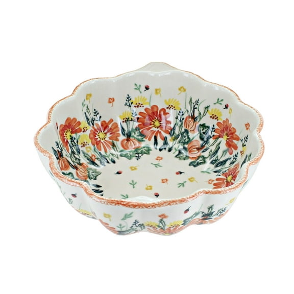 Blue Rose Polish Pottery Fall Forest Pumpkin Bowl