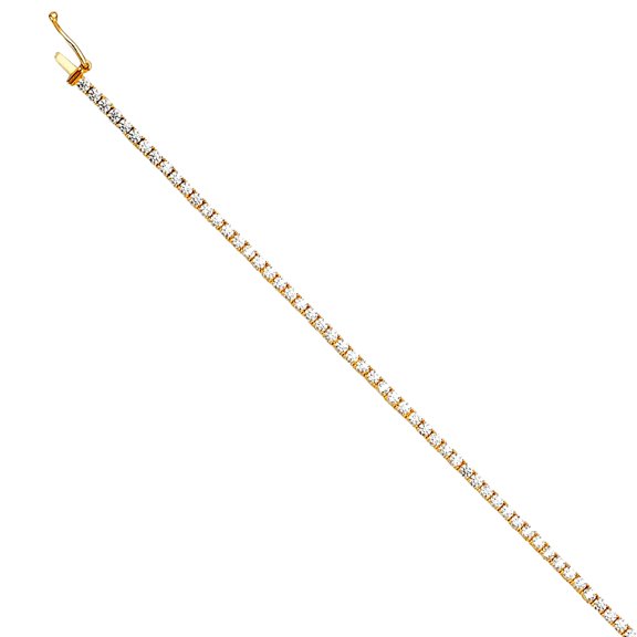 14k Yellow Gold Tennis Bracelet 1.75mm Tennis Bracelet for Women - 4.1 Grams