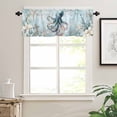 thumbnail image 7 of Ocean Octopus Kitchen Curtains and Valances Set, Starfish Coral Flower Blue Theme Rod Pocket Window Valance 18 Inch Window Curtain Panels for Living Room Bedroom Laundry, 27.5x24in, 3 Pieces, 7 of 7