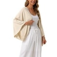 thumbnail image 4 of INSPIRE CHIC Women's Casual Cardigan 3/4 Sleeves Loose Fit Solid Color Linen Shrug S Apricot, 4 of 6