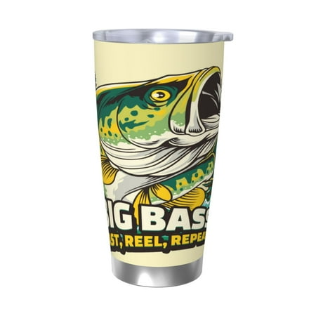 

Junzan Bass Fish and Water for 20oz Stainless Steel Insulated Car Cup with Spillproof Lid - Insulated Coffee Mug Thermal Cup-Without Straw