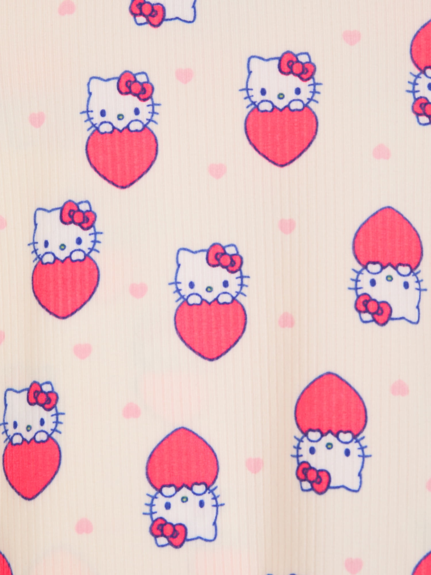 Hello Kitty x Wonder Nation Girls Short Sleeve Pajama Top and Short Ribbed Pajama Set, 2-Piece, Sizes 4-18