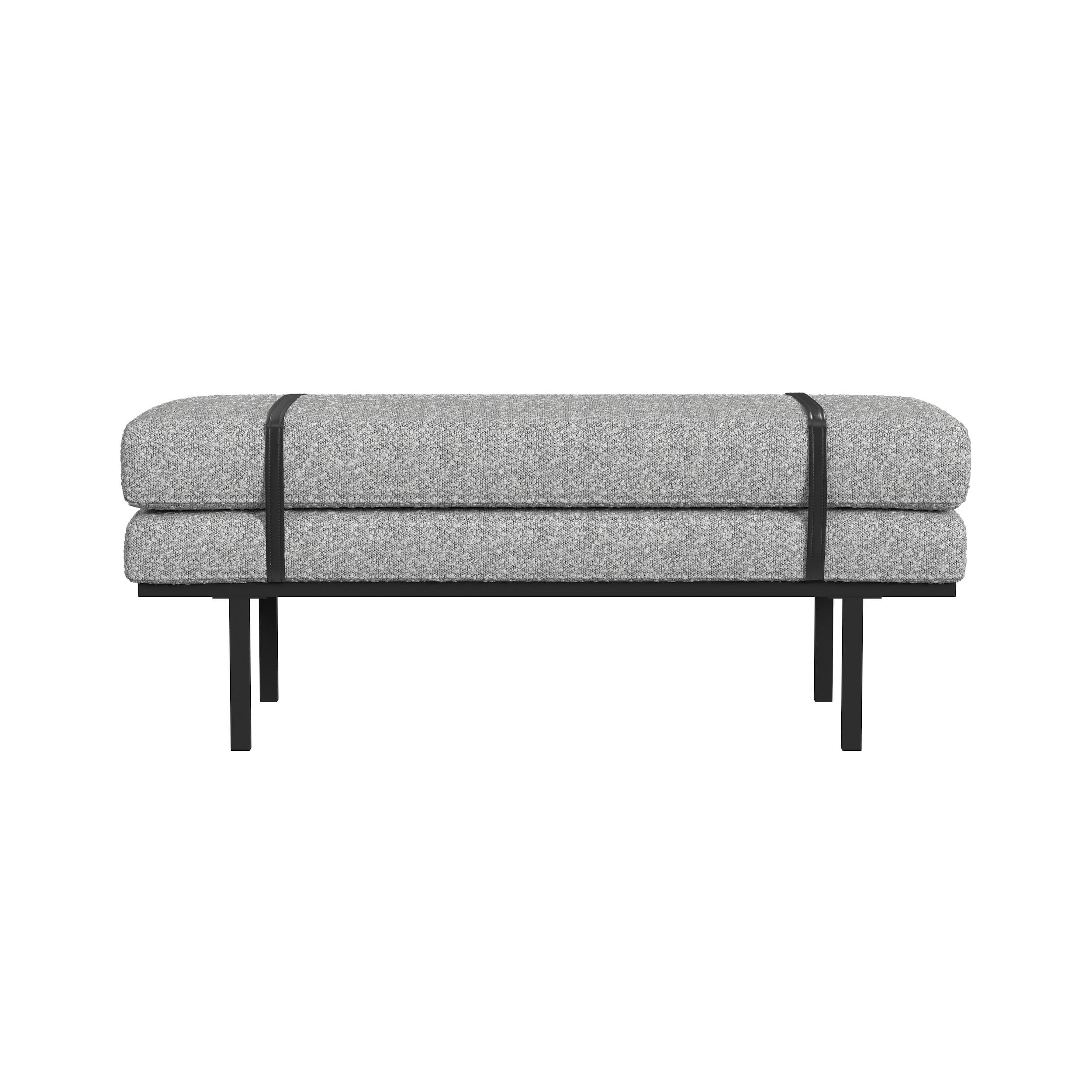HomePop Modern Industrial Upholstered Bench with Metal Base, 46"W x 20"D x 18"H, White Boucle/Black