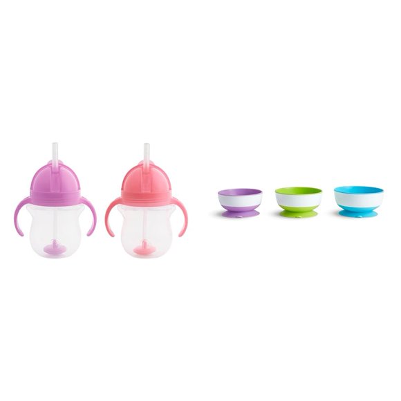 Trainer Cup Munchkin Any Angle, 200 ml, paquete de 2 con tapa y cuencos, paquete de 3