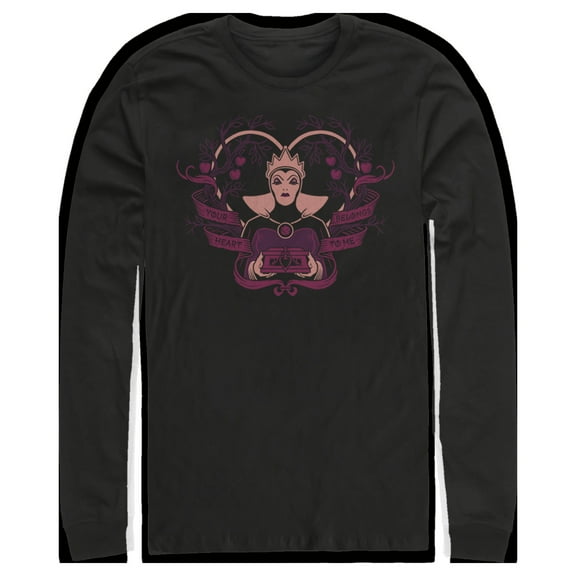 Men's Snow White and the Seven Dwarfs Evil Queen Your Heart Belongs To Me  Long Sleeve Shirt Black Small
