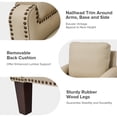 thumbnail image 6 of Tina's Home Mid-century Modern Genuine Leather Accent Armchair with Unique Arm Design, Nailhead Trim & Loose Cushion, Living Room / Bedroom Chair, Beige, Assembly Required, 6 of 8