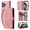 Pink, variant on ELEHOLD Case for iPhone 16 Pro, PU Leather Zipper Wallet Flip Folio Case with Card Holder & Wrist Strap & Stand,Brown