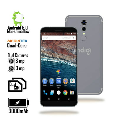 Indigi® 4G LTE Unlocked 5.6-inch Android 6.0 SmartPhone w/ QuadCore @ 1.2GHz + Fingerprint Scan + 2SIM Slots) (Best Smartphone Fingerprint Scanner)