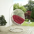 thumbnail image 5 of Modern Contemporary Urban Design Outdoor Patio Balcony Swing Chair, Red White, Rattan, 5 of 5
