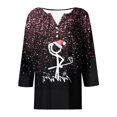 thumbnail image 5 of Fiudx Ofertas Del Día Camiseta Holgada de Manga 3/4 con Cuello En V y Estampado Navideño Informal a La Moda para Mujer, 5 of 5