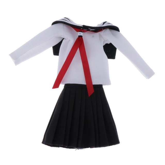 Traje escolar de muñecas 1/6 para muñecas de niña negra Sunnimix Uniforme escolar de muñecas