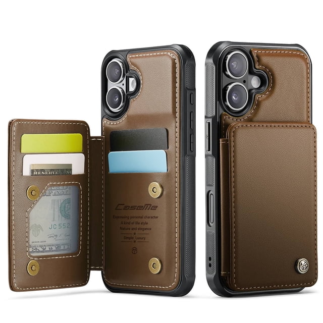 Funda para iPhone 17 con tarjetero, funda tipo cartera para hombre y mujer con bloqueo RFID, cierre magnético de cuero resistente a prueba de golpes para iPhone 17