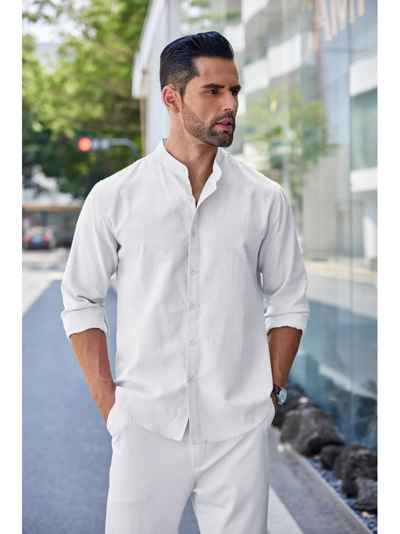 mens white collarless dress shirt VALMAR | Collarless Bib Shirt