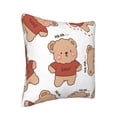 thumbnail image 2 of Square Throw Pillow Covers with Core, Cartoon Teddy Bear Print Pillows for Sofa Beds, 16 x 16 inches White, 2 of 9