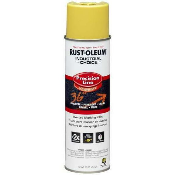 1 PK Rust-Oleum Precision Line Marking Paint, Inverted, High Visibility Yellow, 20 oz