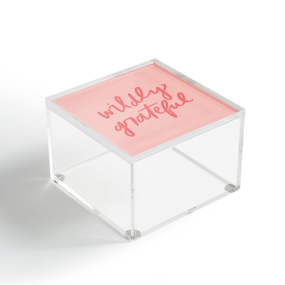 Society6 Chelcey Tate Wildly Grateful Pink 4" x 4" Acrylic Box