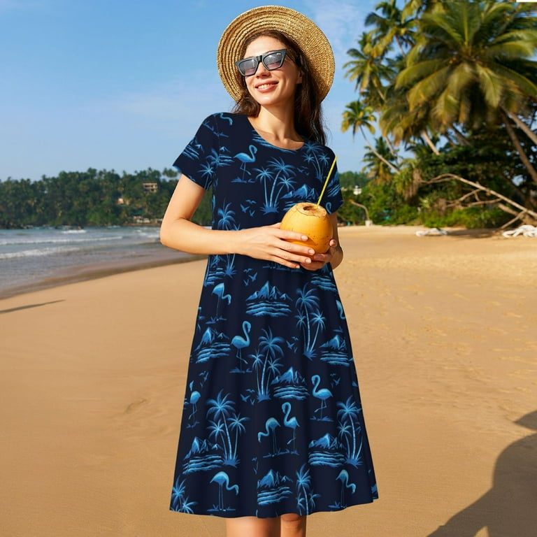 blue flamingo dress Aegean Dress Large / Navy main image 0