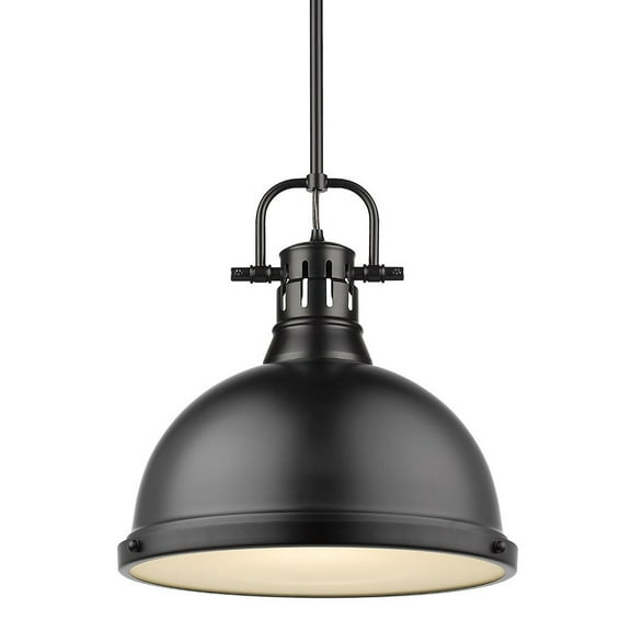 Yep by Golden Lighting Duncan 1-light 14in Rod Hung Pendant in Matte Black