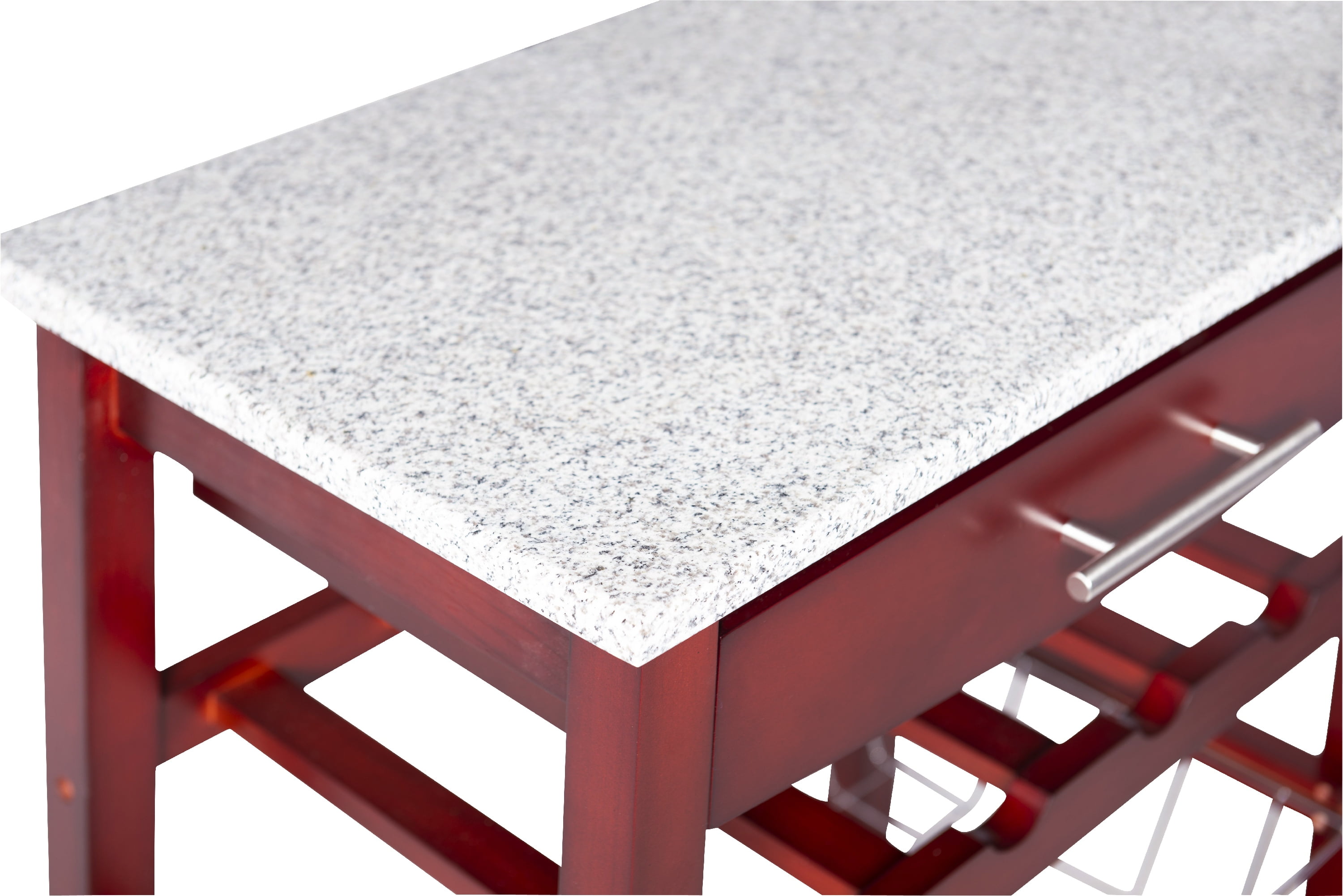 Linon Neyrey Mobile Kitchen Island with Speckled Granite Top, Wenge