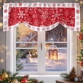 thumbnail image 6 of Winter Snowflakes Tie Up Valances Curtain, Christmas Abstract Art Red Background Adjustable Rod Pocket Short Window Treatment Tie Up Curtains Valances for Kitchen Living Room Bathroom 54x18 Inches, 6 of 9