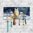 thumbnail image 2 of Hello Winter Maine Coon Welcome Snowy Night Watercolor Vintage Wood Key Holder Cat Lover Kitten Owner Gifts Wall-mounted Key Rack Home Decor - 01011, 2 of 5