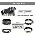 thumbnail image 5 of Black Y2K Studded Belt & Studded Bracelets, 5 Pcs, Women's Rock Punk Fashion Accessories, 5 of 6