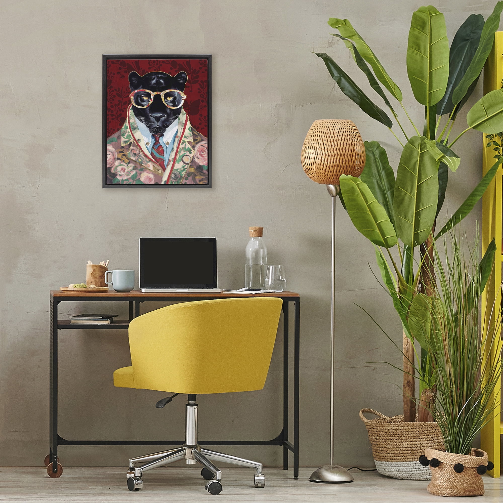 Stupell Industries Fashionable Scarlet Panther Black Framed Floater Canvas Wall Art, design by Svetlana Aleynikova