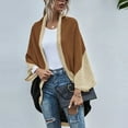thumbnail image 5 of AOOCHASLIY Fall Clothes Women Fashion Casual Knitted Sweater Color Contrast Long Sleeve Cardigan Tops, 5 of 5