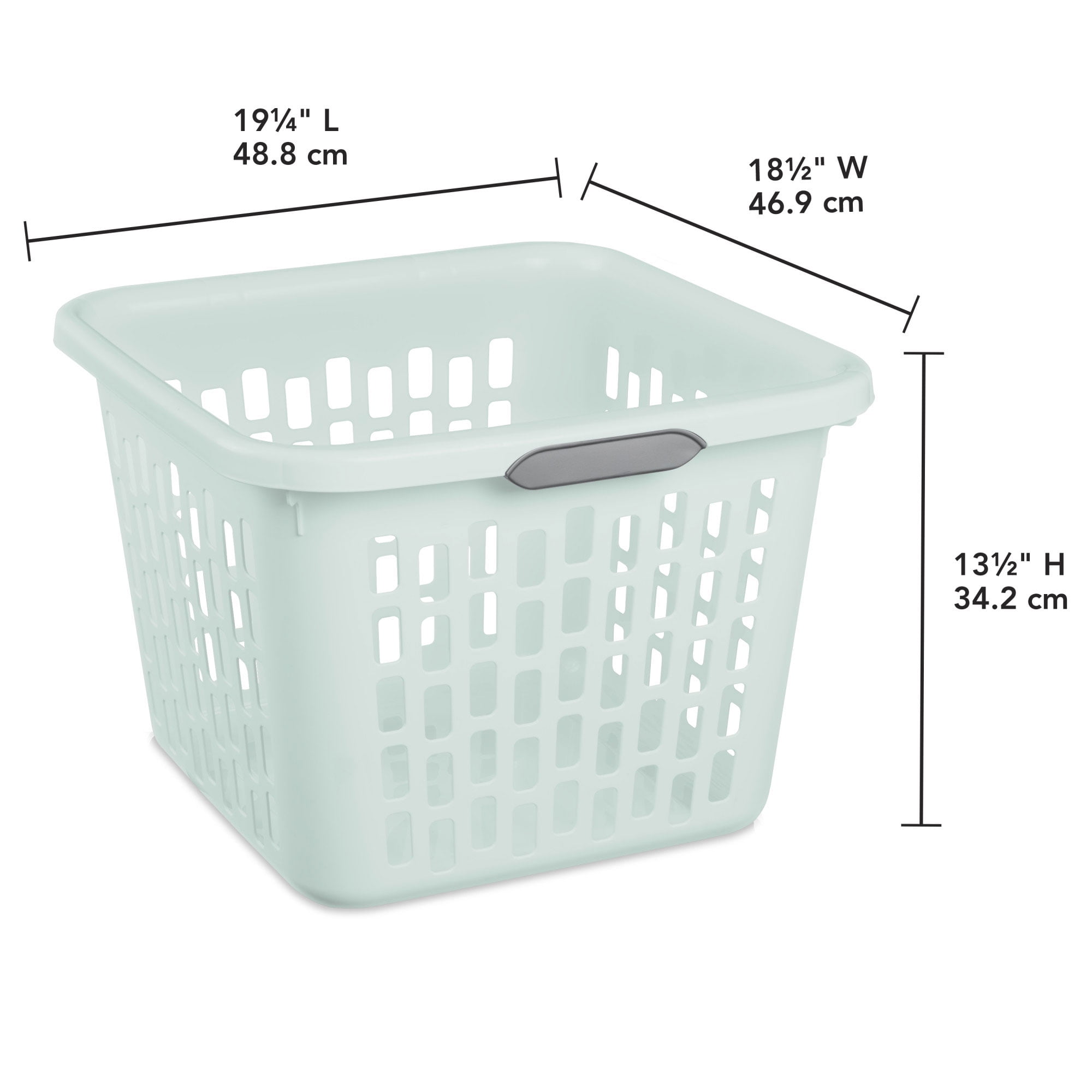 Sterilite Square Laundry Basket, 1.5 Bushel Plastic Hamper with Handles, Mint, 6 Pack