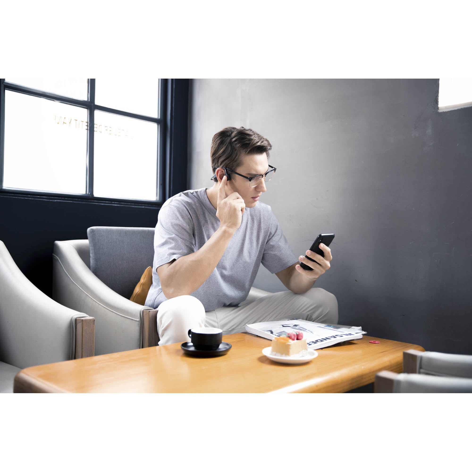 Shokz OpenMove - Open-Ear Design - Bluetooth Headphones for Sports - Grey