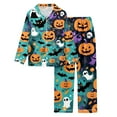 thumbnail image 5 of Womens Pajama Sets Halloween Print Button Down Collar Long Sleeve Set Comfortable Soft Sleepwear Loungewear Nightwear Nightclothes Homewear, 5 of 5