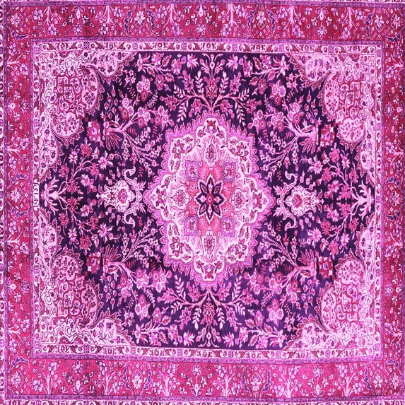 Ahgly Company Indoor Square Medallion Pink Traditional Area Rugs, 3' Square
