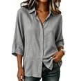 thumbnail image 4 of Dagugfen Button down Shirts for Women 3/4 Sleeve Collared Neck Breathable Lightweight Daily Wear Casual Shirts, 4 of 8