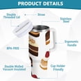 thumbnail image 2 of Yayeee 30oz Stainless Steel Tumbler with Straw and Handle Double-Wall Insulated Travel Water Bottle, White Cakes Pattern, 2 of 8