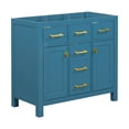 thumbnail image 3 of Dasun 36" Bathroon Vanity without, Modern Freestanding Single Bathroom Cabinet with 4 Drawers & 2 Cabinets,Storage Cabinet for Bathroom, Solid Wood Frame Vanity Only, Blue (NOT INCLUDE SINK), 3 of 8