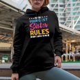 thumbnail image 2 of I'm the Youngest Sister, Rules Don't Apply to Me - Funny Sibling Rivalry Quote, Black Hooded Sweatshirt or Hoodie, Small, 2 of 5