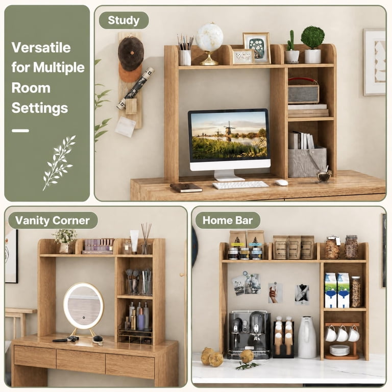 Costway Desk Bookshelf Organizer, Natural Wood photo 6